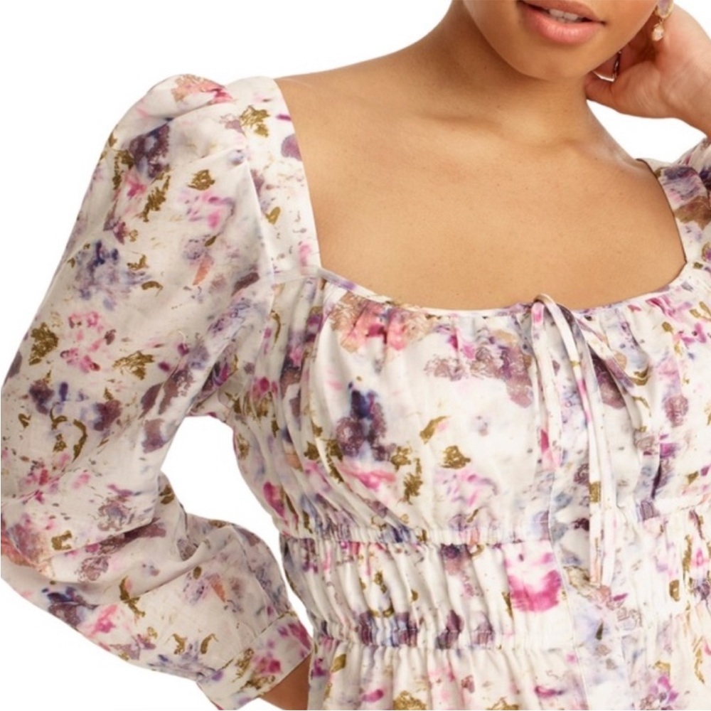 J. Crew x Flora Obscura Blouse Cinched-waist Top in Kaleidoscope Floral NWT